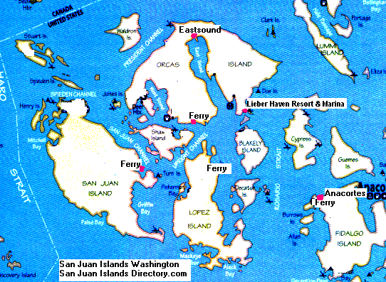 Map of San Juan Island, Washington Showing